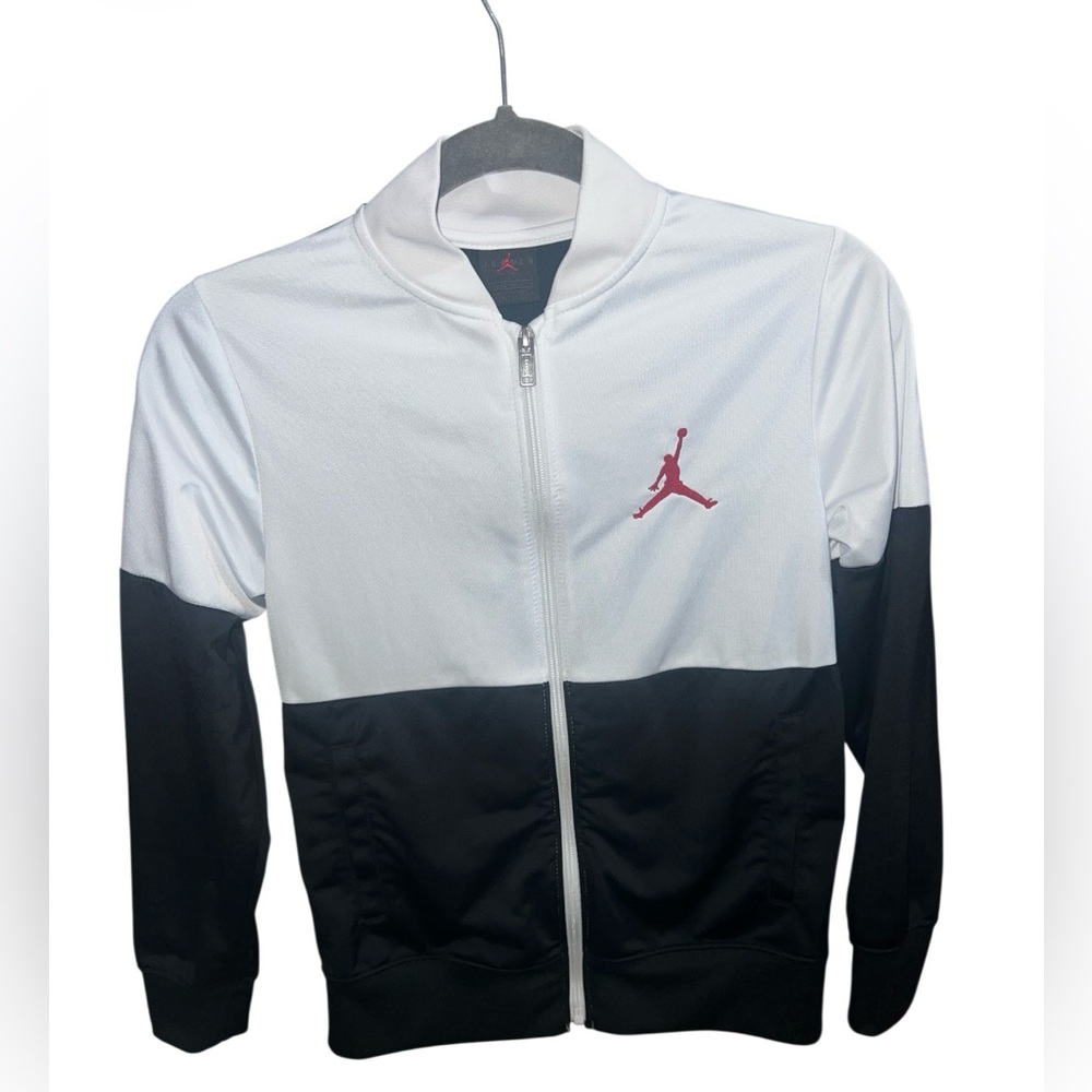 Jordan Kids White and Black Jacket with Red Logo